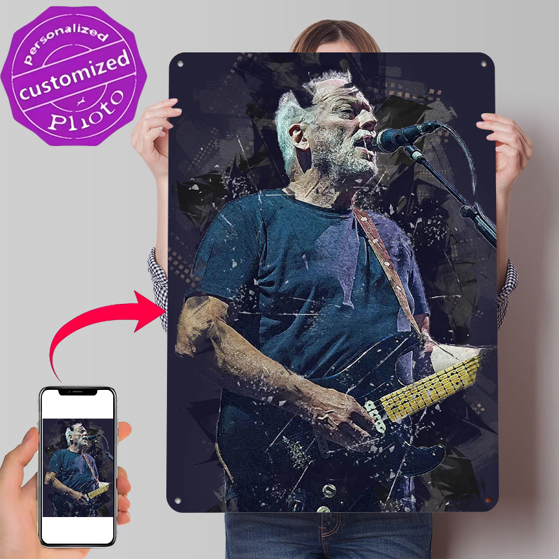 Vintage Gaming Accessories - Affiche métallique David Gilmour, art mural
