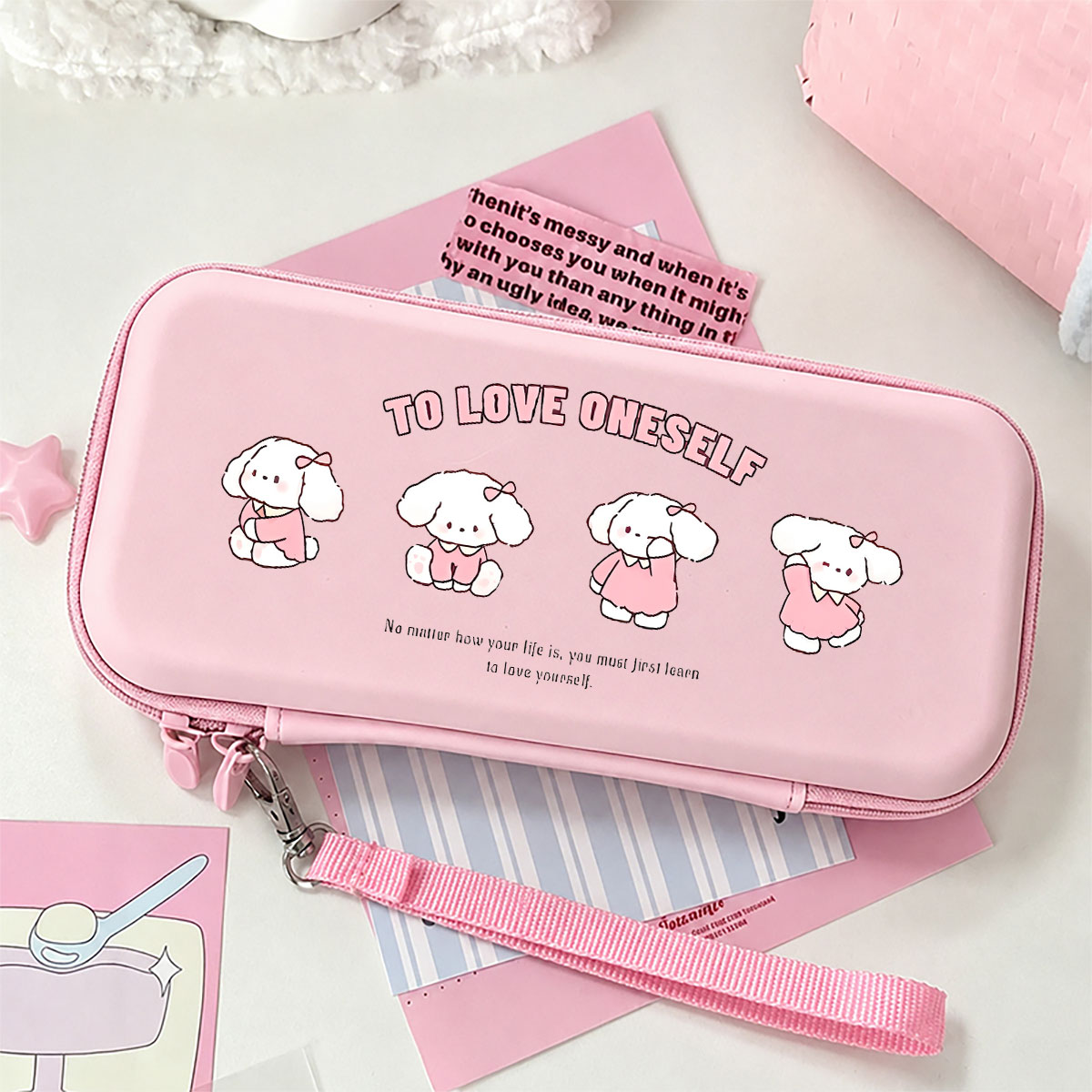Gaming Accessories Bag - Sac de rangement rigide couleur macaron,